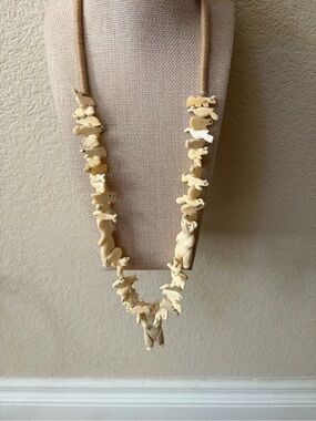 Handcrafted Zuni style Native American Animal Fetish Ivory Necklace